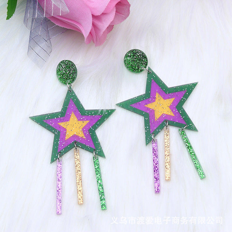 Acrylic Carnival Star Earrings MIC-DuAi009