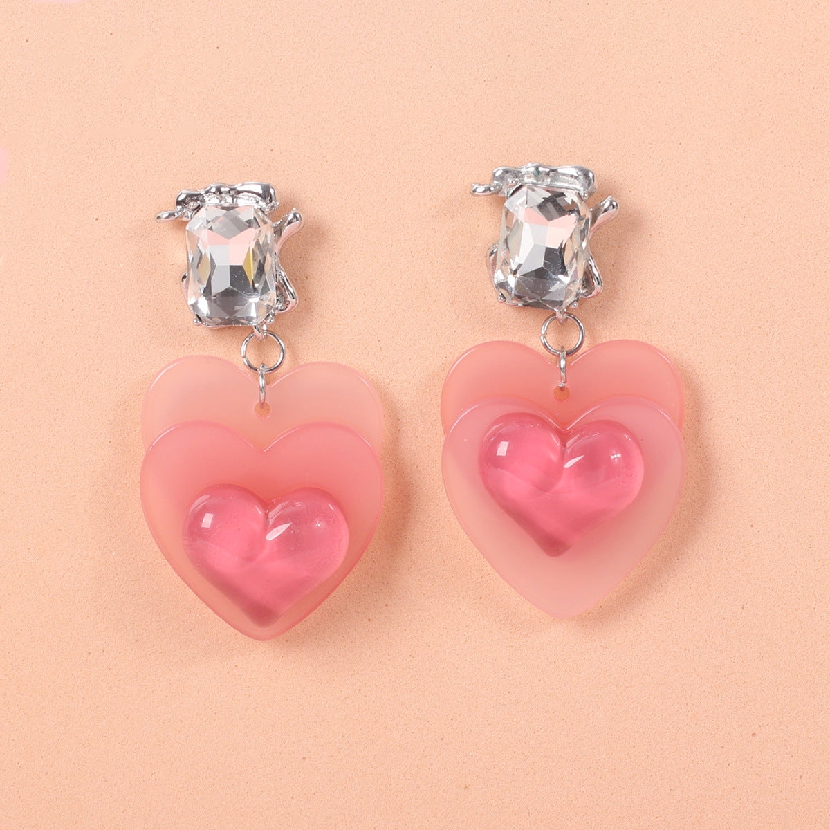 Alloy Pink Love Earrings (Minimo de compra 5) MIC-YiRan003