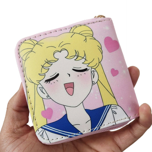 Wallet PU Leather Anime Peripheral Cartoon Girl Zipper Small Wallet (M) DengXin019