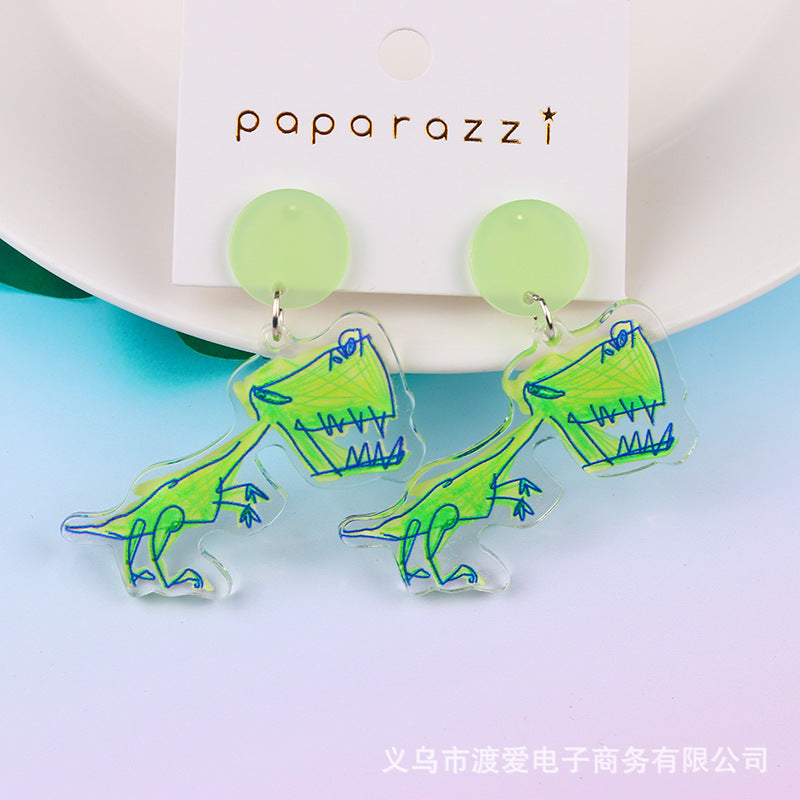 Acrylic cartoon dinosaur robot earrings MIC-DuAi008