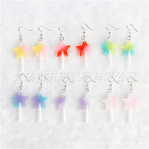 Resin rice bead double color pentagram earrings (Minimo de Compra 2) MIC-YouY026