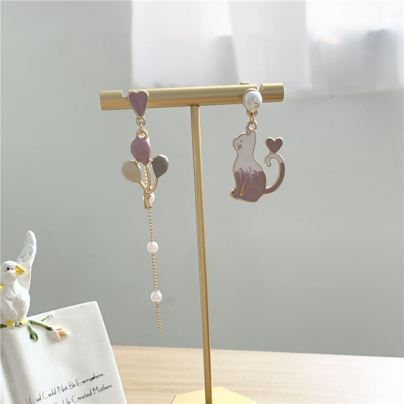 Alloy cat flower earrings MIC-GangM002