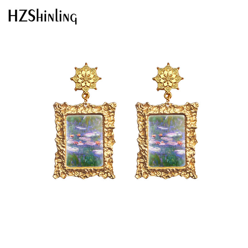 Alloy Vintage Picture Frame Earrings (Minimo de compra 5) MIC-XiangL058