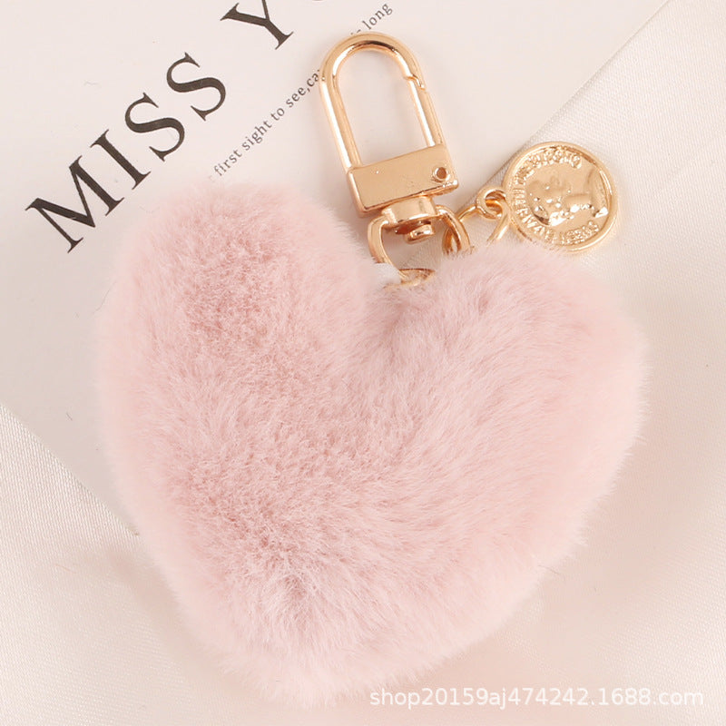 Keychains Alloy Plush Hearts Fur Balls MIC-YiHan051