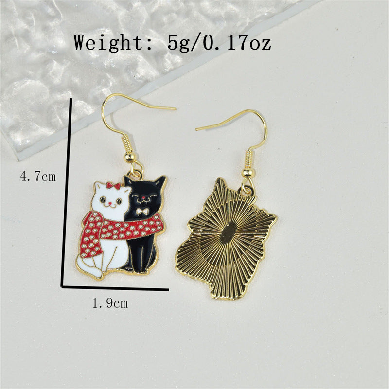 Alloy Love Couple Cat Earrings (Minimo de compra 2) MIC-KuL003