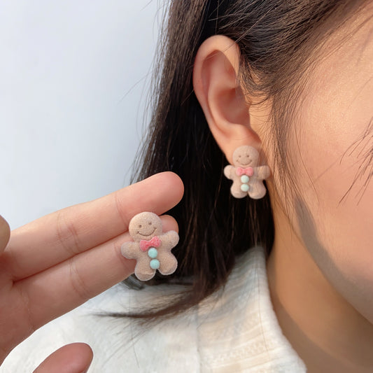 Alloy Cute Cartoon Gingerbread Man Earrings (Minimo de Compra 2) MIC-NaiS009