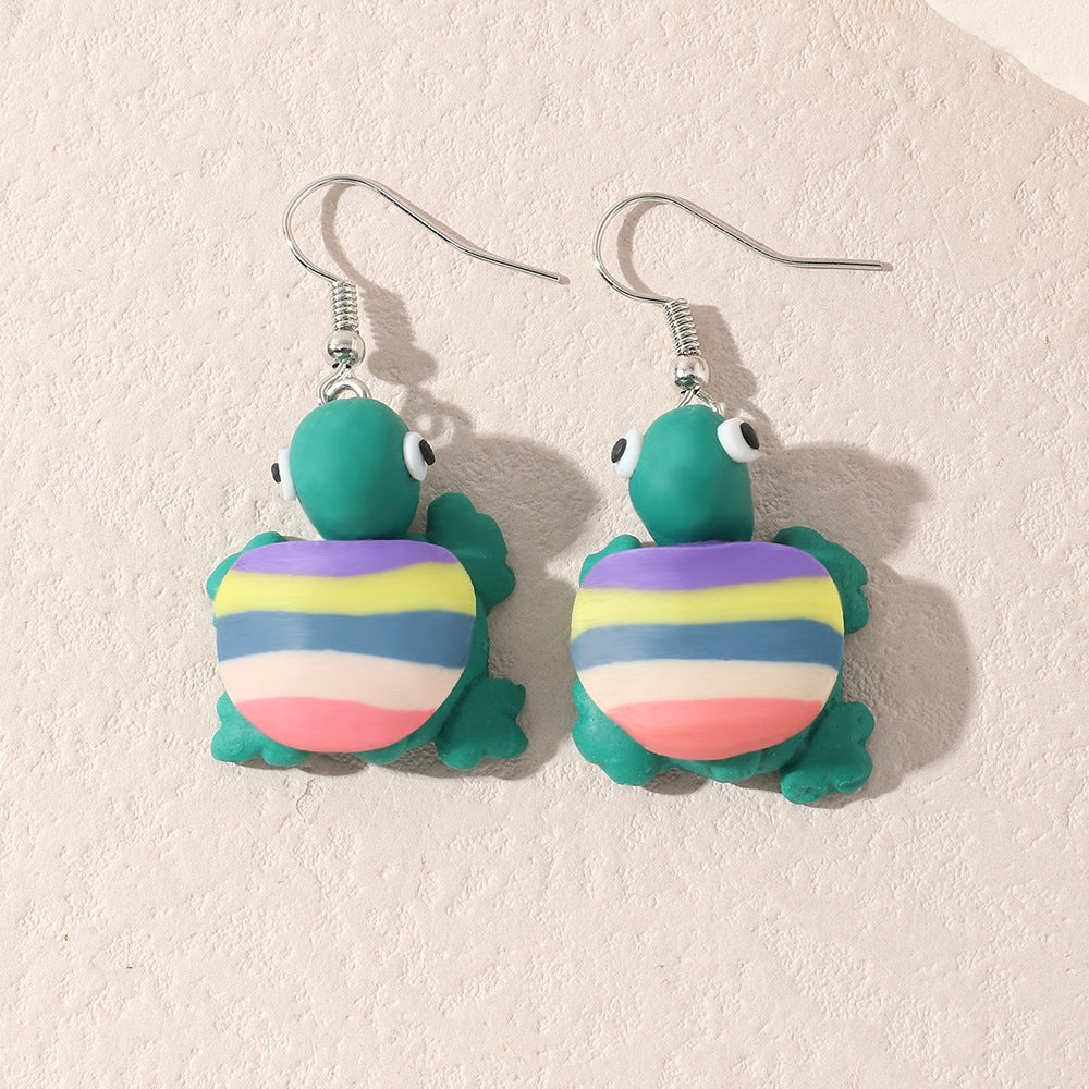 Alloy Soft Ceramic Colorful Turtle Earrings MIC-NaiZ003