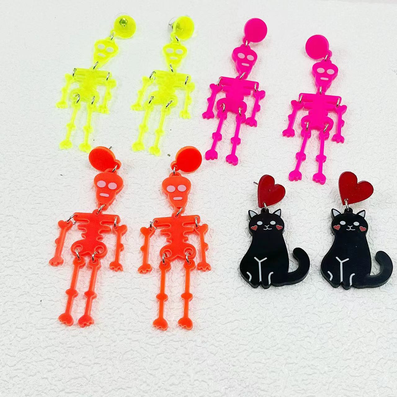 Alloy acrylic luminous skull earrings (Minimo de compra 2) MIC-AnD004