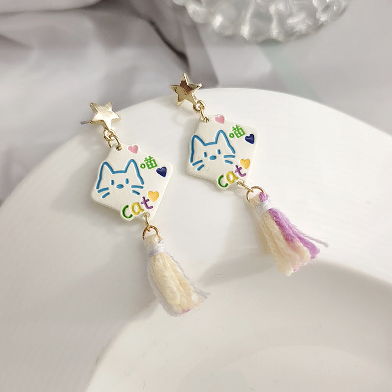 Alloy Star Cat Earrings MIC-BLD086