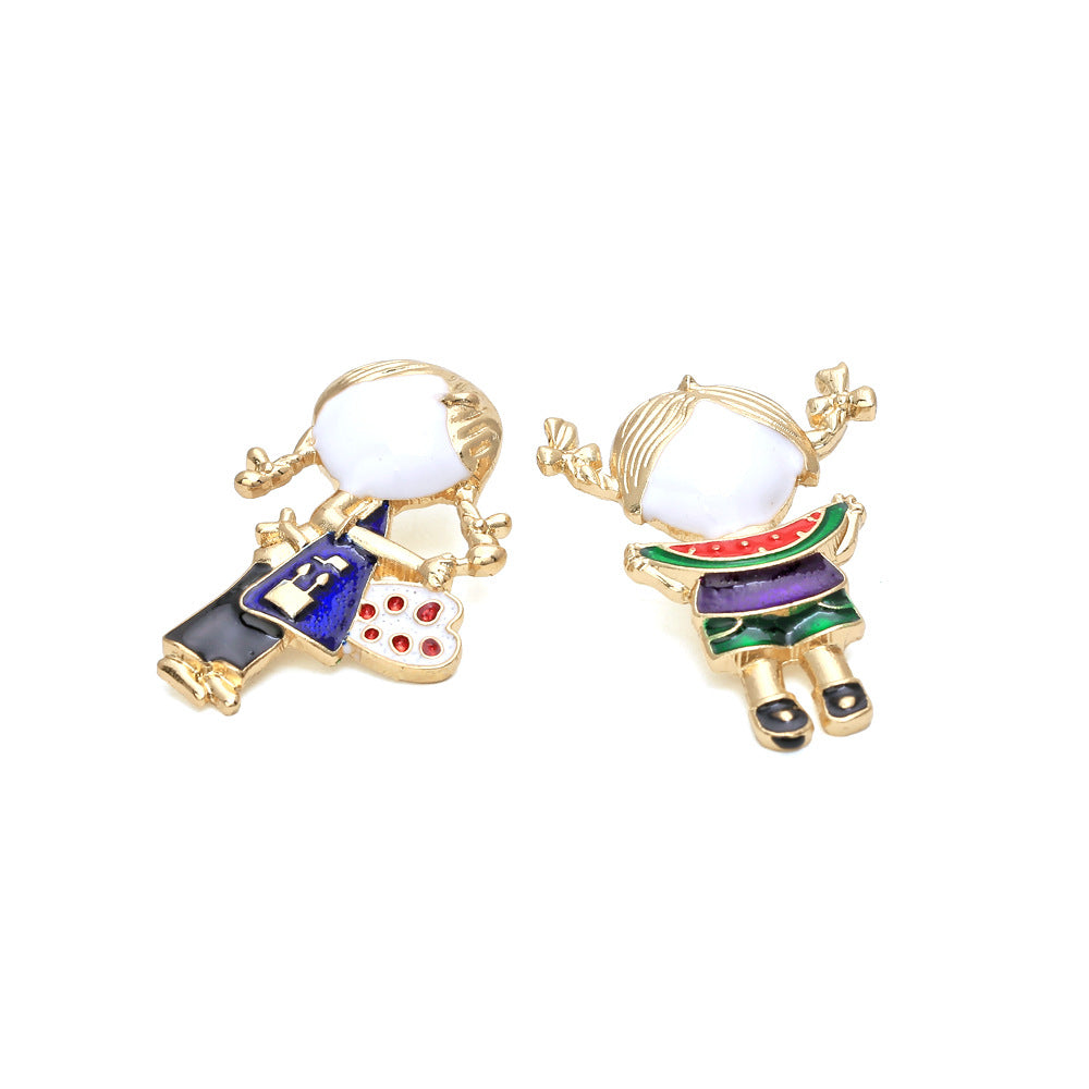 Alloy diamond inlaid cartoon character earrings MIC-ManY040