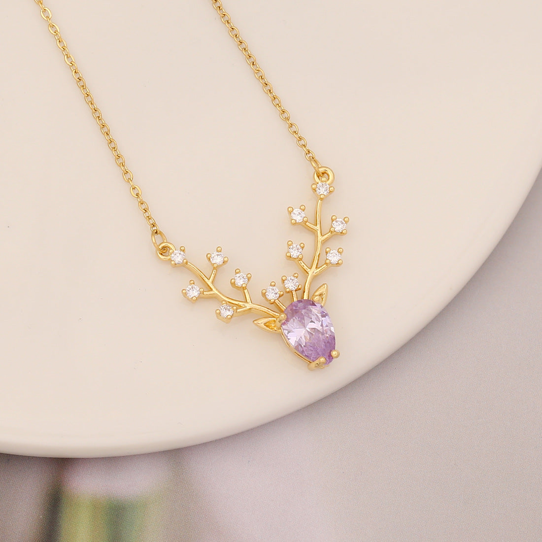 Necklaces Copper Zircon Stainless Steel Fantasy Purple Series BingM025