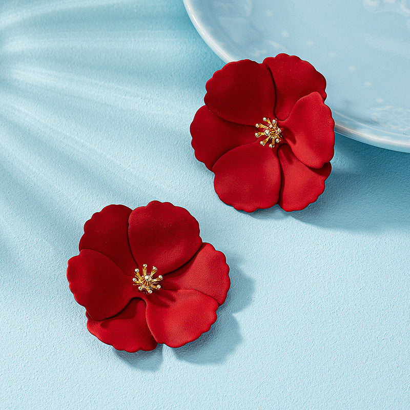 Acrylic Baked Lacquer Flower Earrings MIC-AYN021