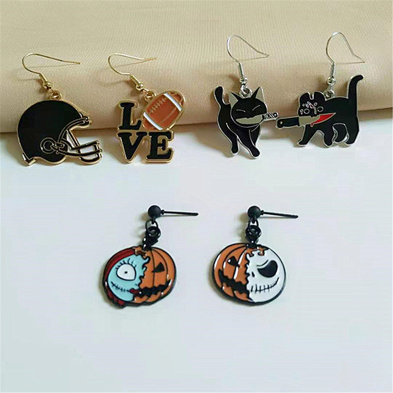 Alloy niche cat pumpkin earrings MIC-AiM016