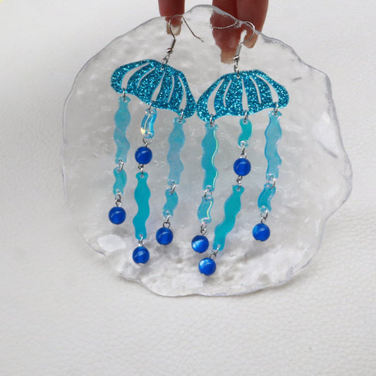 Acrylic Jellyfish Earrings （Minimo de compra 2） MIC-OuG020