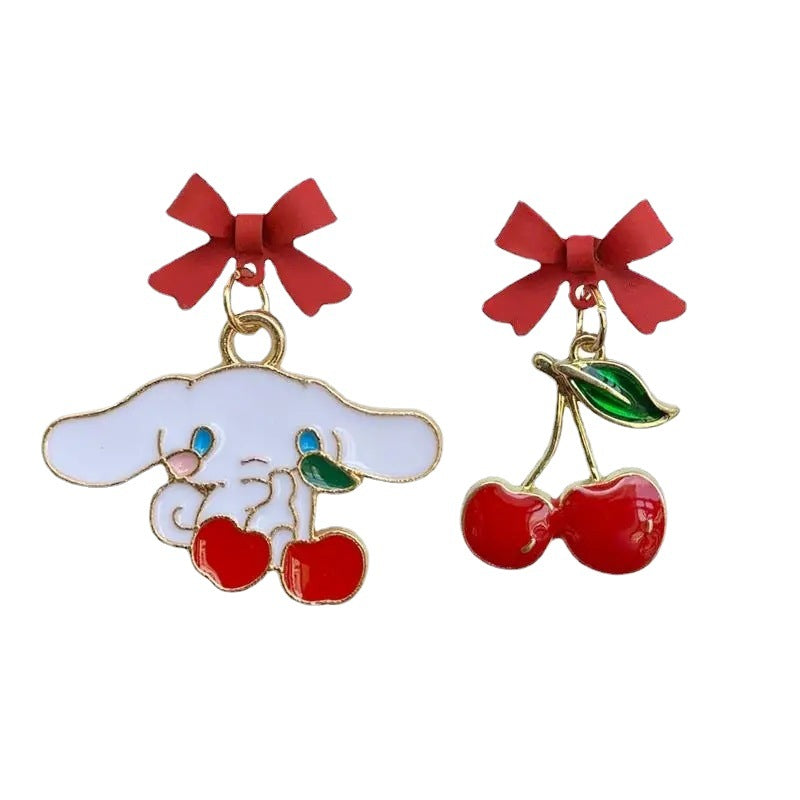 Alloy Fruit Cherry Asymmetric Earrings (Minimo de Compra 3) MIC-BiS004