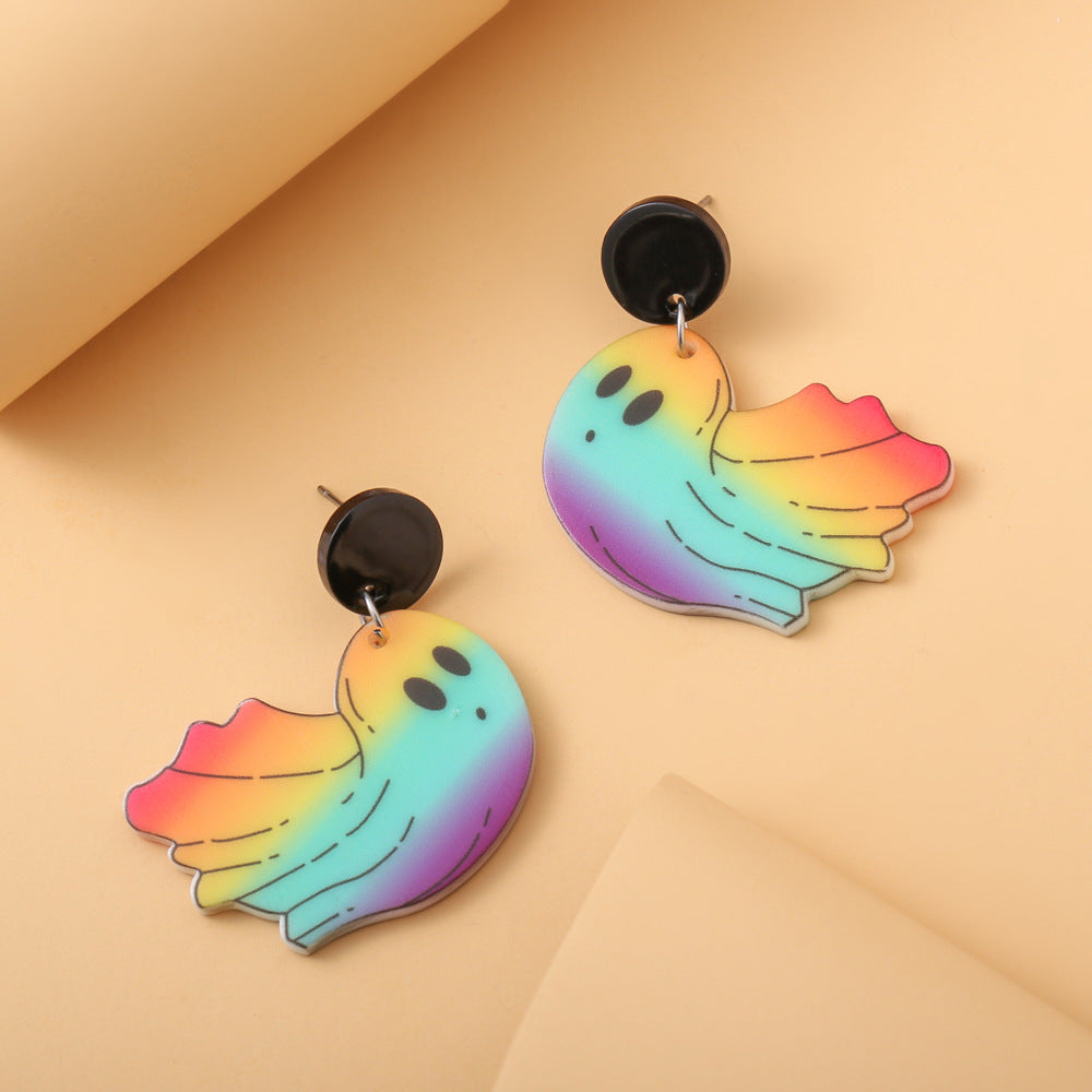 Resin Fun Colorful Ghost Earrings (Minimo de Compra 5) MYA-ZeX004