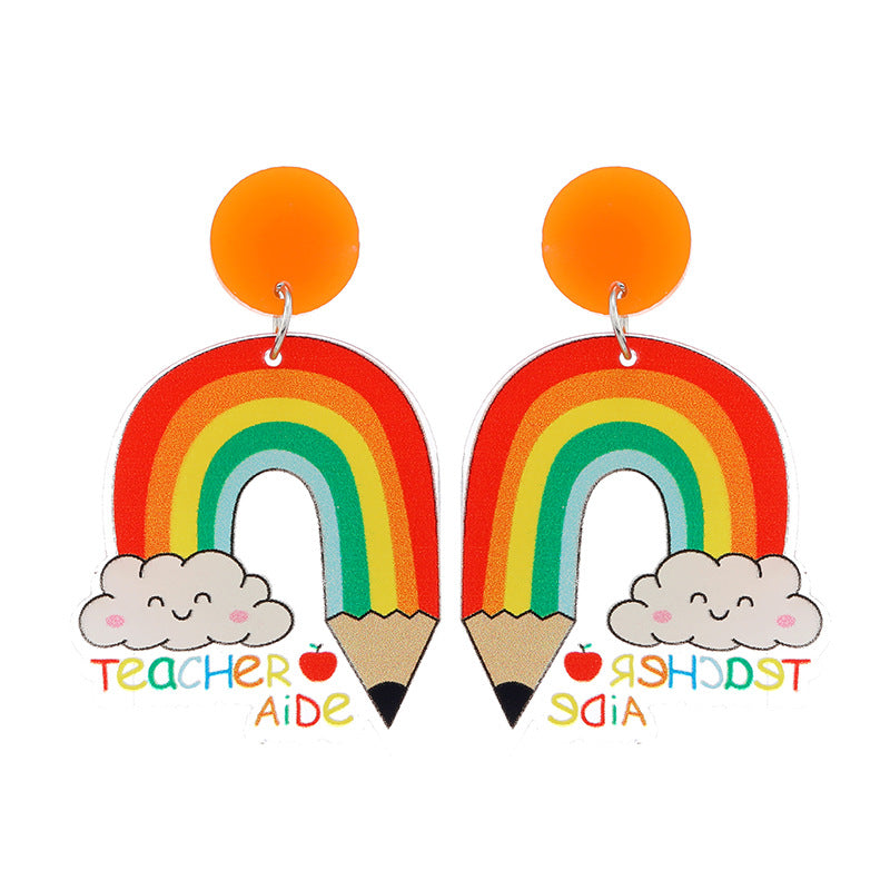 Acrylic cute rainbow lead earrings MIC-KaiQ014