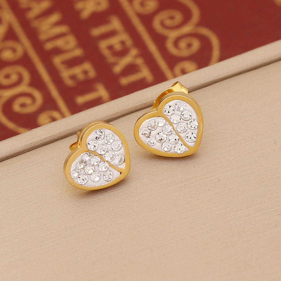 Stainless Steel Full Diamond Heart Earrings