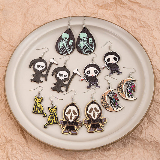 Acrylic Halloween Ghost Skull Earrings MYA-MDD054