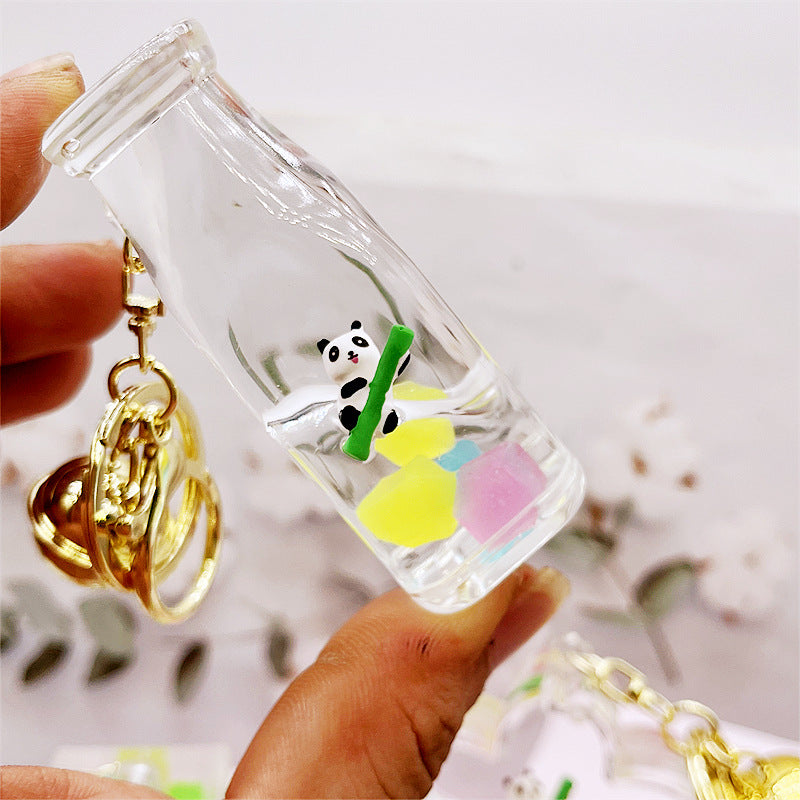 Keychains Acrylic Oil Floating Luminous Panda MOQ≥2 DMF032