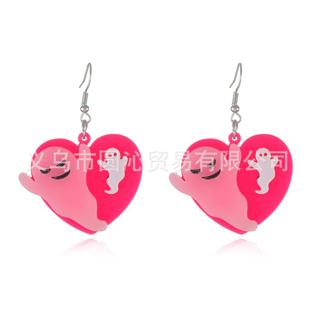 Acrylic Skull Ghost Earrings (Minimo de Compra 3) MYA-YuanQ006