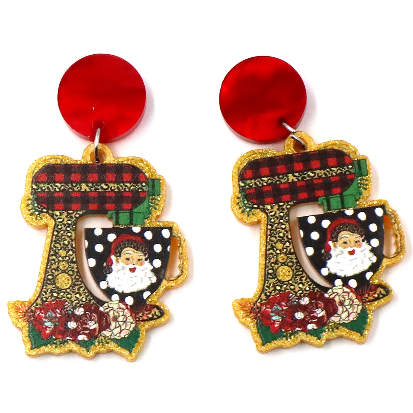 Acrylic coffee machine Santa Claus earrings (Minimo de compra 5) MYA-XiaoY065