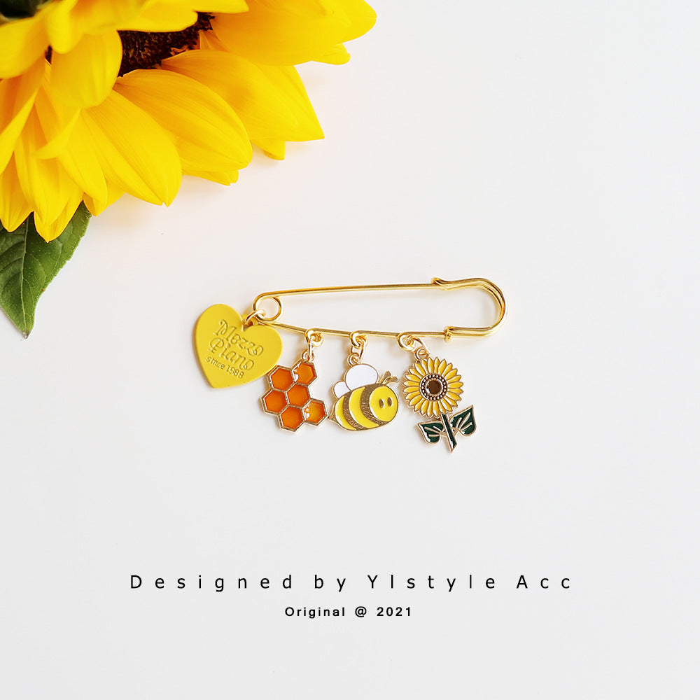 Alloy cartoon little bee flower brooch (Minimo de Compra 3) MIC-JiangL029