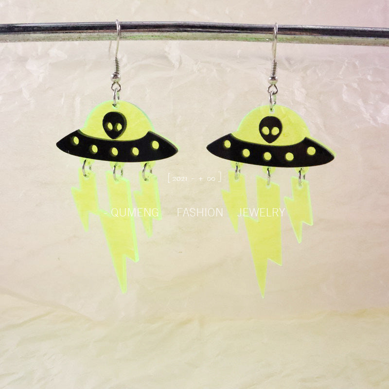 Earrings Acrylic Halloween Funny Alien Fluorescent Minimo de compra 2 MOSHU031