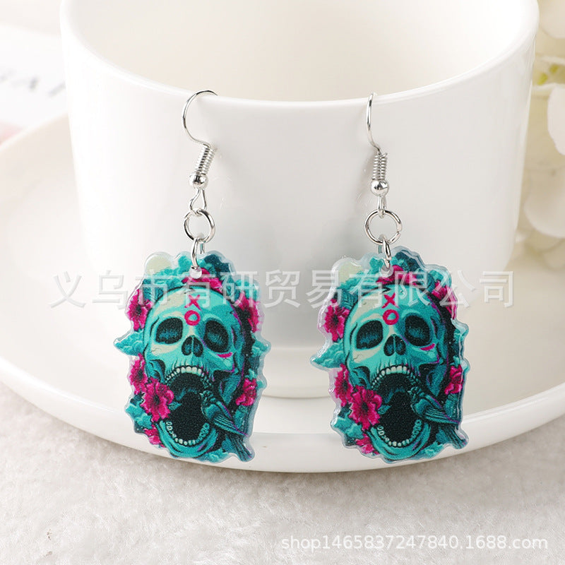 Acrylic Skeleton Cross Earrings (Minimo de Compra 2) MIC-YouY014