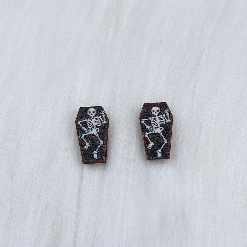 Acrylic Halloween Skull Head Earrings (Minimo de Compra 2) MYA-DuA027