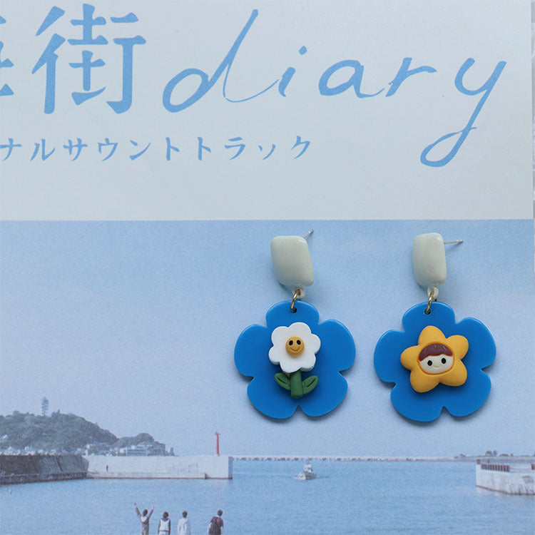 Alloy three-dimensional flower earrings MIC-QingJ032