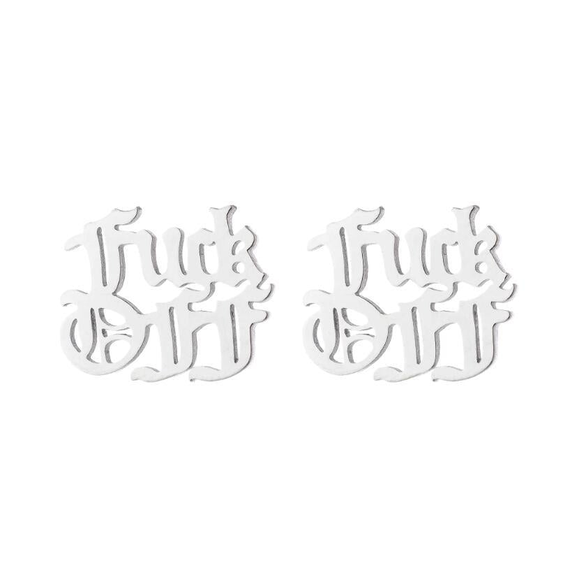 Stainless Steel FUCK OFF Earrings SS031