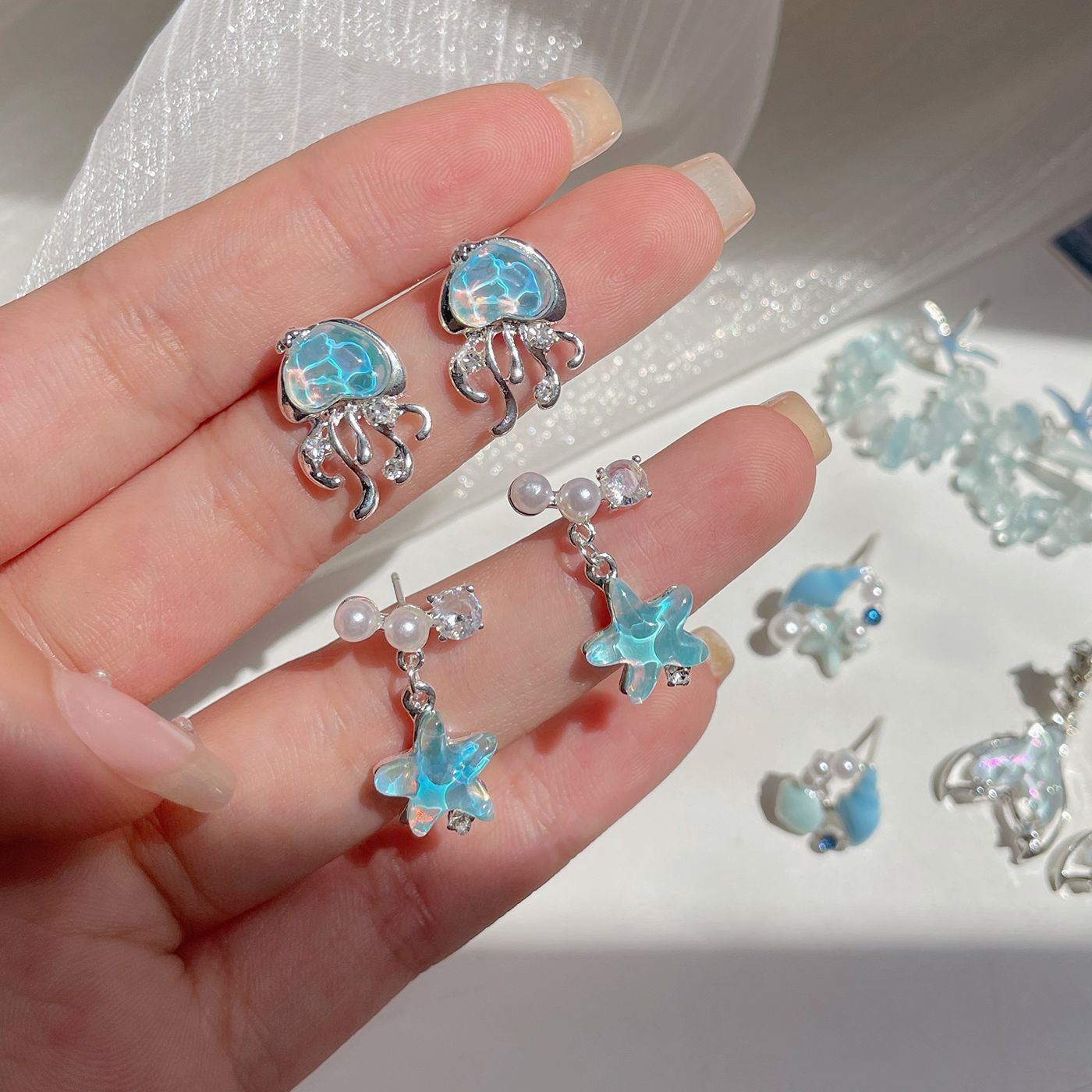 Alloy Ocean Series Blue Earrings MIC-ShuangX045