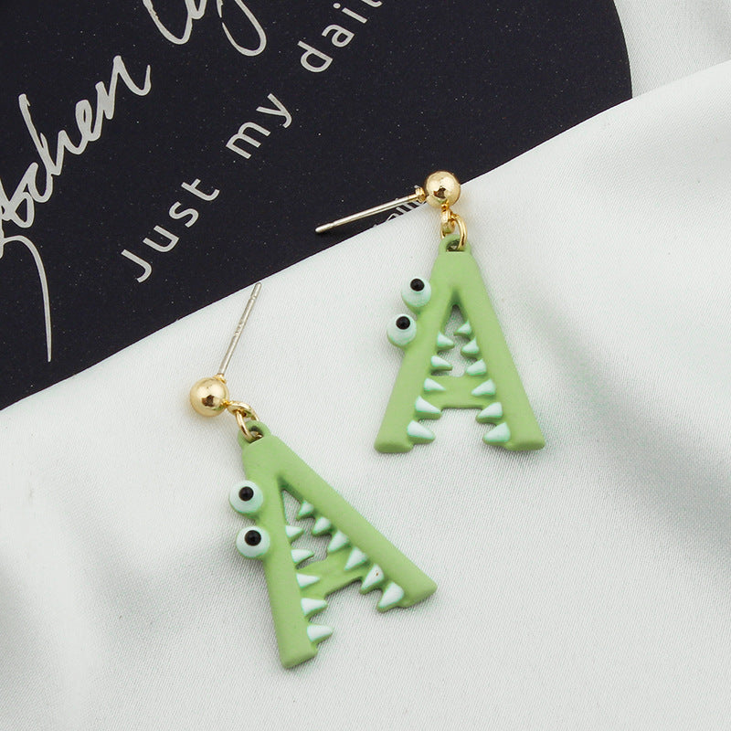 Alloy letter crocodile earrings MYA-XinT015