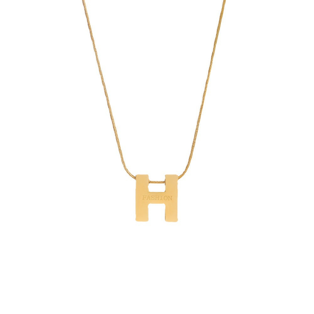 Stainless steel personalized H-letter necklace (Minimo de compra 2) MIC-ChenH026