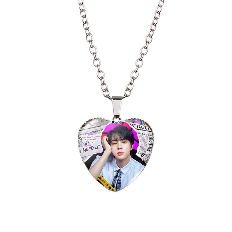 Alloy Time Gem Heart Necklace MYA-XiangL027