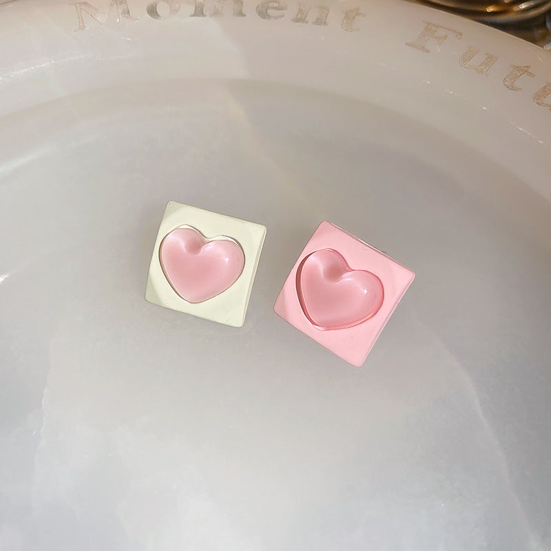 Alloy square heart earrings (Minimo de Compra 2) MIC-BY006