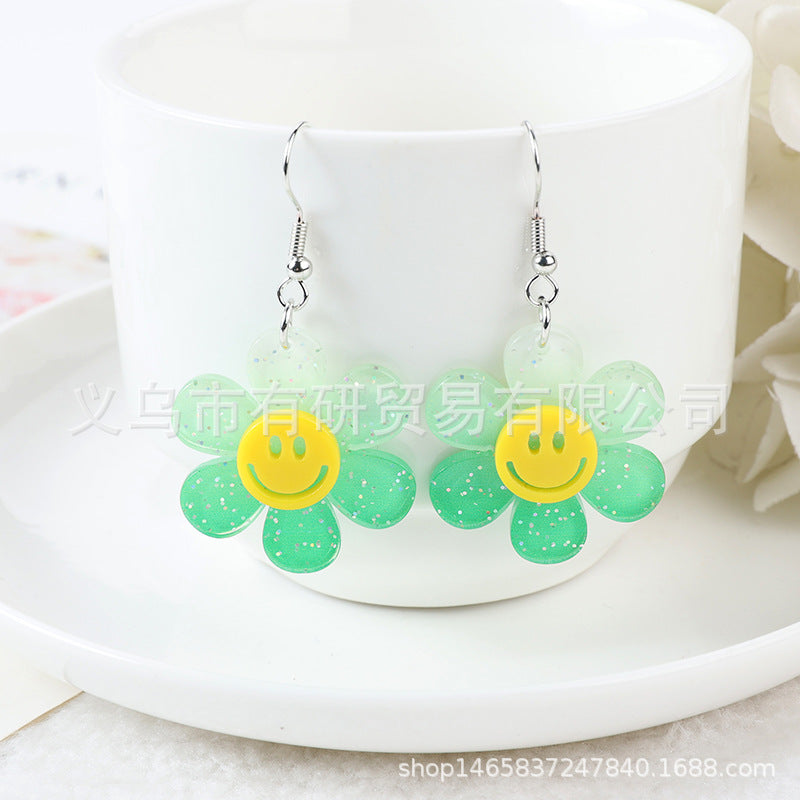 Acrylic smiley face sunflower earrings (Minimo de Compra 2) MIC-YouY017