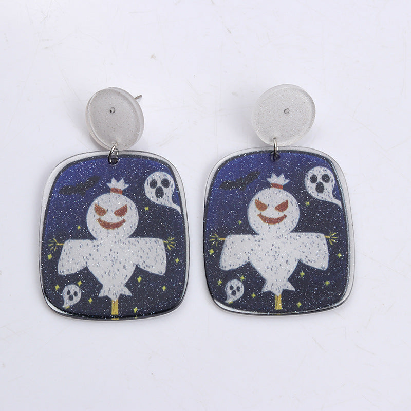 Acrylic Halloween Pumpkin Tomb Earrings (Minimo de Compra 2) MIC-DuA028