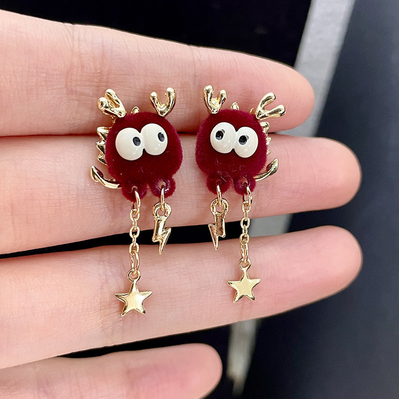 Alloy plush red earrings MIC-DieD002