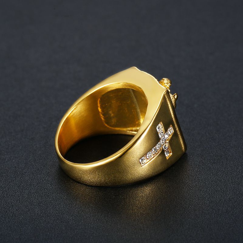 Gold-plated stainless steel ring with diamonds MIC-FuY003