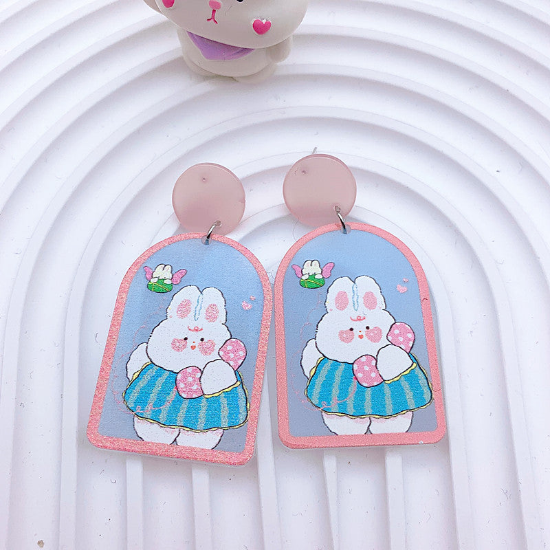 Acrylic Graffiti Embossed Print Earrings  (Minimo de Compra 2) MIC-ShiJ005