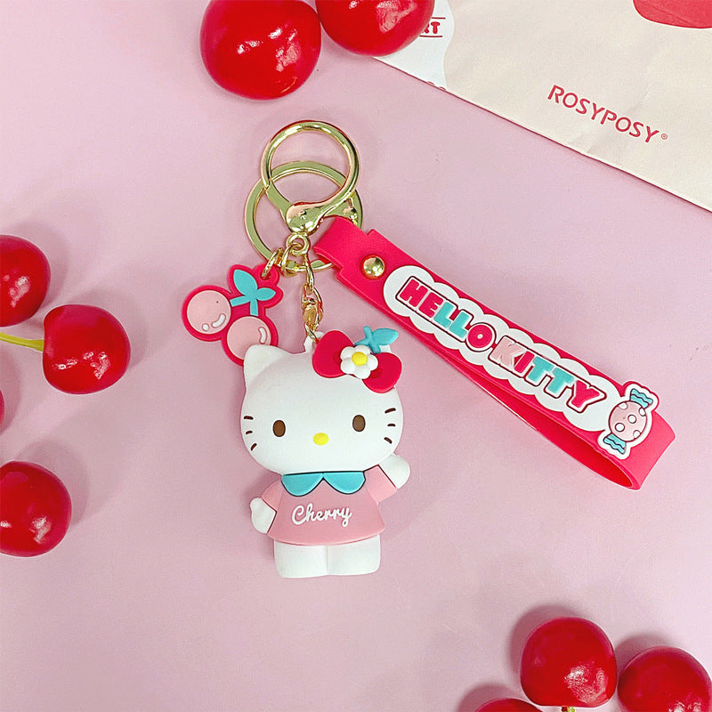 Keychains PVC Cherry Whisper Series Cute Cinnamon Dog Keychain Girls Cartoon Pendant (S) MIC-JiaoL020