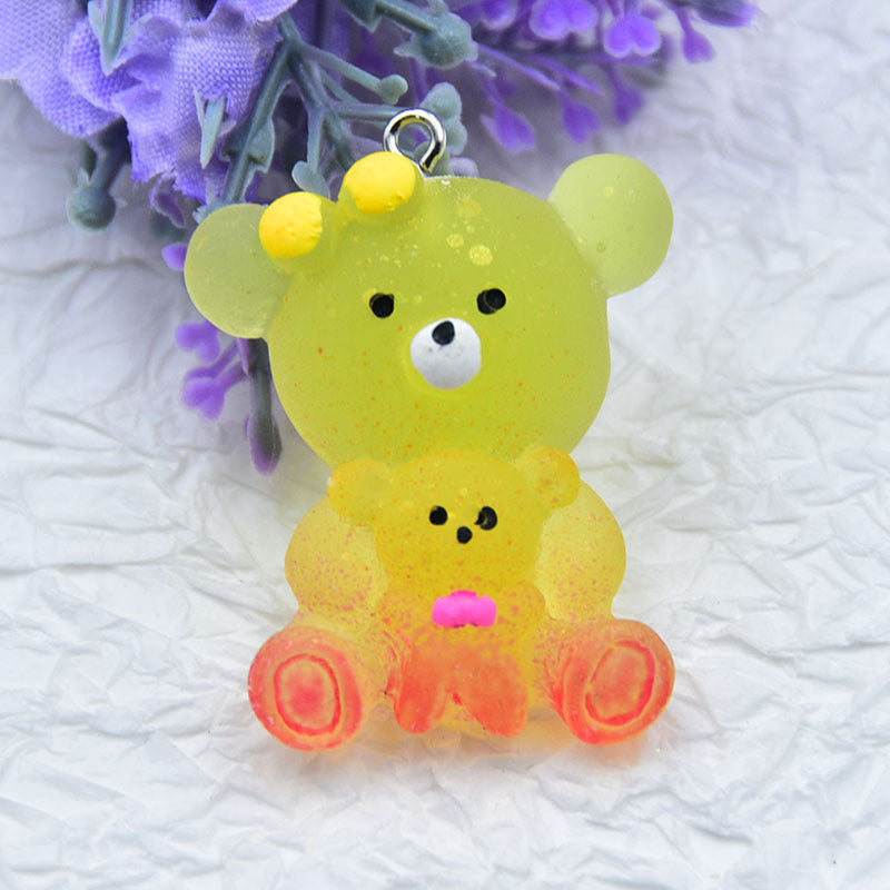 Resin cute bow teddy bear accessories MYA-ZhiB021