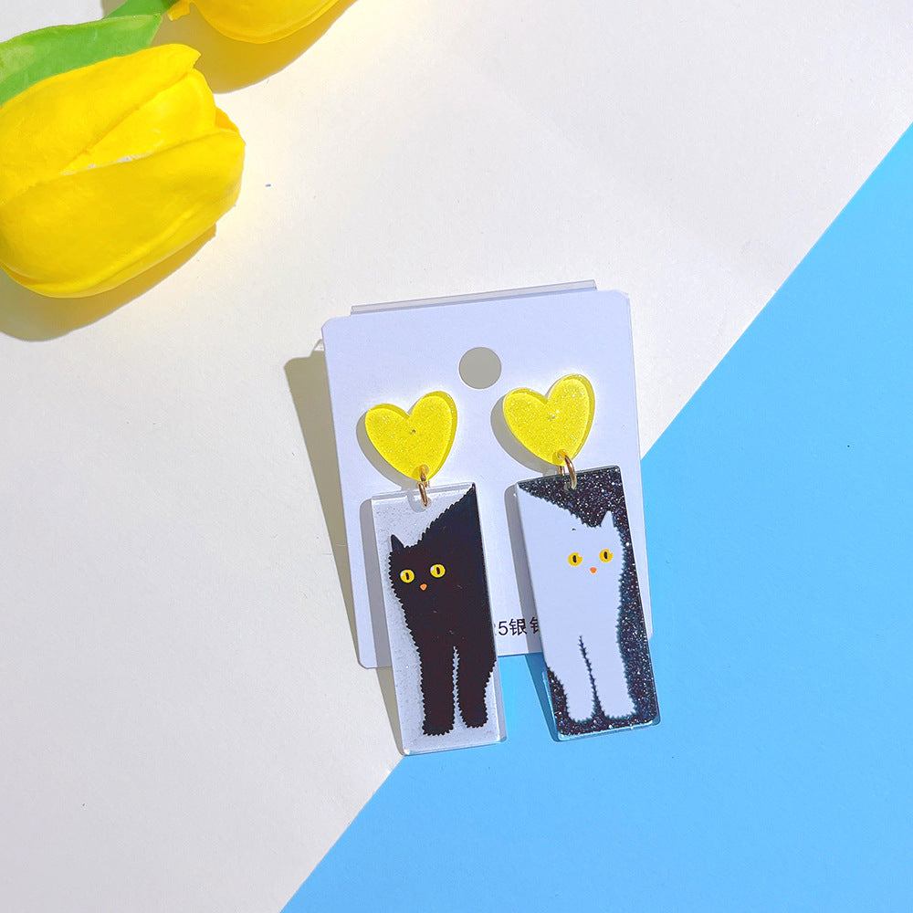 Acrylic Geometry Cat Earrings  (Minimo de Compra 2) MYA-PingH018