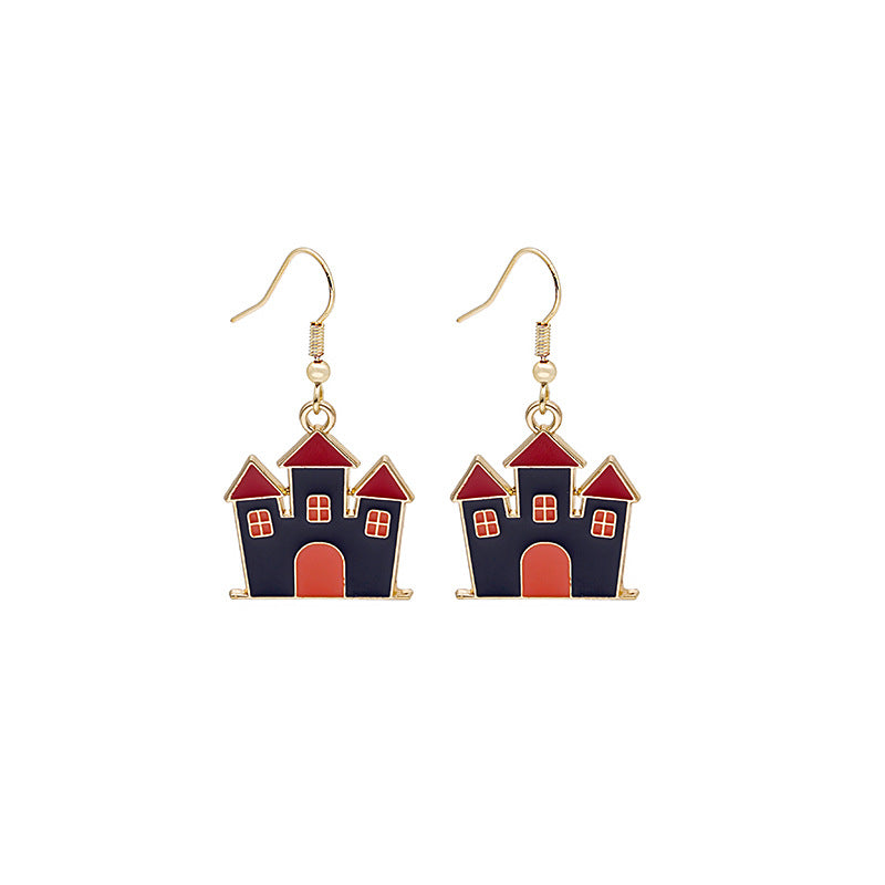 Acrylic Halloween Magic Hat Little Cat Earrings MYA-MDD051