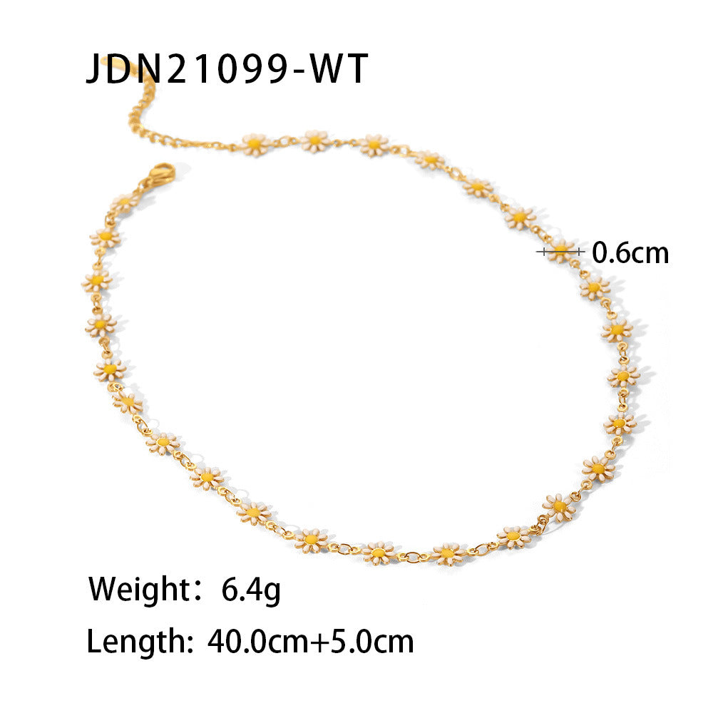 Gold-plated Stainless Steel Daisy Necklace MIC-JieD019