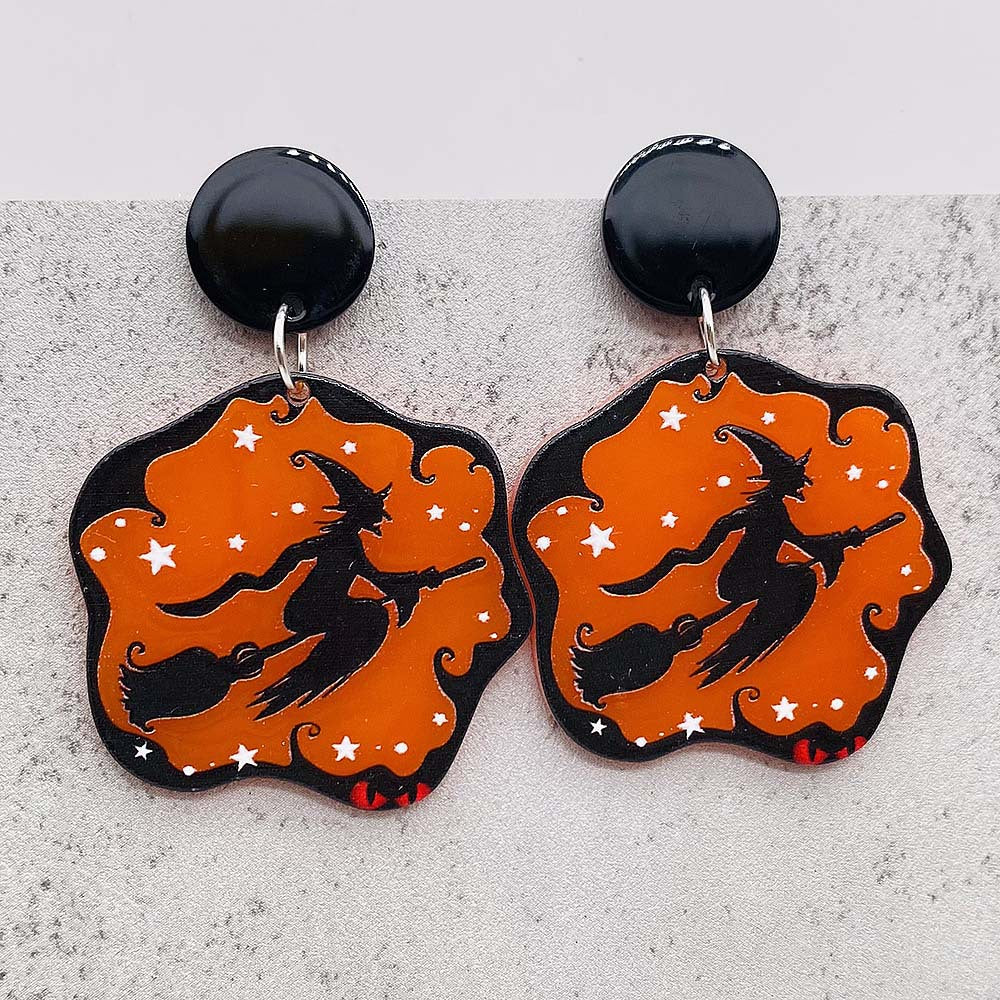 Acrylic Halloween Pumpkin Ghost Earrings (Minimo de Compra 2) MIC-ChenY011