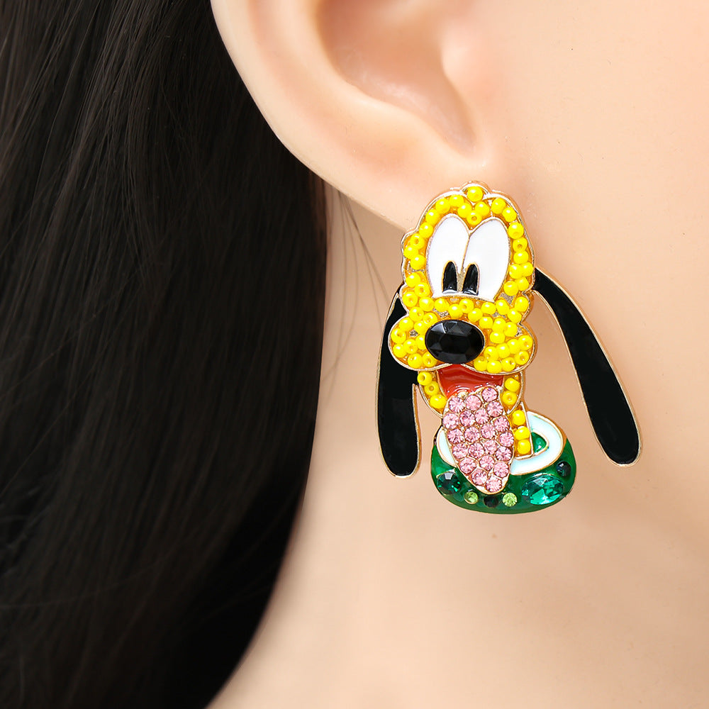 Alloy cartoon dog exaggerated earrings MIC-JuJ008