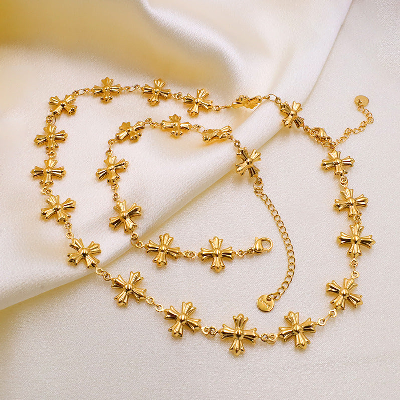 Stainless steel gold-plated cross bracelet MYA-XuanJ024